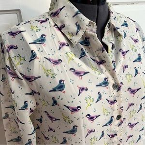 Sheer bird blouse - multicolored - Medium